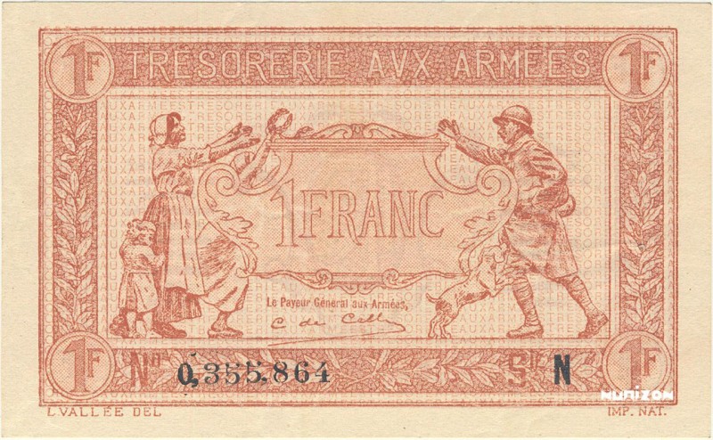 France, 50 centimes Trésorerie aux armées Type 1919, P.M4, #VF.04.01, N 0,355,86...