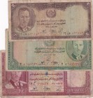 Afghanistan, 2-5-10 Afghanis, 1939, POOR, p21; p22; p23, (Total 3 banknotes)
Estimate: USD 25-50