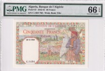 Algeria, 50 Francs, 1944, UNC, p87
PMG 66 EPQ
Estimate: USD 500-1000