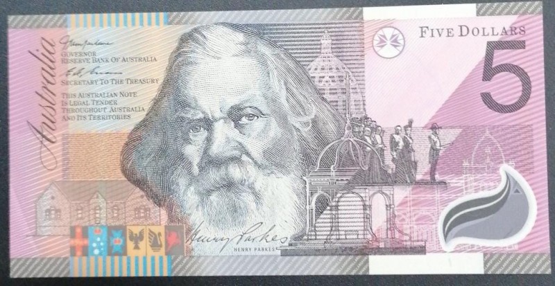Australia, 5 Dollars, 2001, AUNC, p56
Polymer plastics banknote
Estimate: USD ...