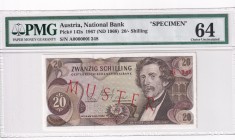 Austria, 20 Schilling, 1968, UNC, p142s, SPECIMEN
PMG 64
Estimate: USD 300-600