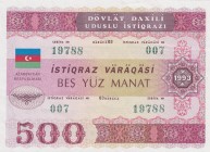 Azerbaijan, 500 Manat, 1993, AUNC(+), p13B
Azerbaijan Republic Loan Bonds
Estimate: USD 35-70