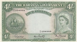Bahamas, 4 Shillings, 1953, XF, p13b
Queen Elizabeth II. Potrait
Estimate: USD 50-100