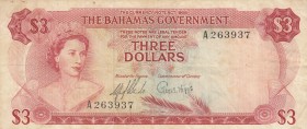 Bahamas, 3 Dollars, 1965, VF, p19a
There are stains and tape in the upper left corner
Estimate: USD 15-30