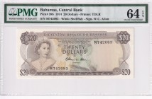 Bahamas, 20 Dollars, 1974, UNC, p39b
PMG 64 EPQ
Estimate: USD 1500-3000