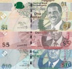 Bahamas, 1-5-10 Dollars, 2007/2008/2009, UNC, p71;p72a;73A, (Total 3 banknotes)
Estimate: USD 40-80