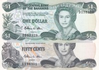 Bahamas, 1/2 - 1 Dollar, 1984, UNC, p42; p43, (Total 2 banknotes)
Estimate: USD 30-60