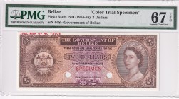 Belize, 2 Dollars, 1974/1976, UNC, p34cts, SPECIMEN
PMG 67 EPQ, High condition
Estimate: USD 325-650