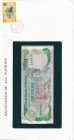 Belize, 1 Dollar, 1983, UNC, p43, FOLDER
In its stamped and stamped special envelope.
Estimate: USD 25-50