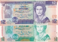 Belize, 1-2 Dollars, 1990, UNC, p51; p52
Queen Elizabeth II. Potrait
Estimate: USD 35-70