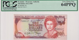 Bermuda, 100 Dollars, 1989, UNC, p39
PCGS 64 PPQ
Estimate: USD 600-1200
