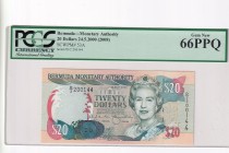 Bermuda, 20 Dollars, 2008, UNC, p53A
PCGS 66 PPQ
Estimate: USD 60-120