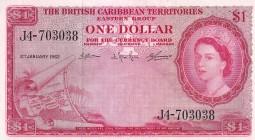 British Caribbean Territories, 1 Dollar, 1962, AUNC, p7c
Queen Elizabeth II. Potrait
Estimate: USD 100-200