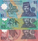Brunei, 1-5-10 Ringgit, 1996/2002, UNC, p22; p23; p24, (Total 3 banknotes)
Polymer plastics banknote
Estimate: USD 20-40