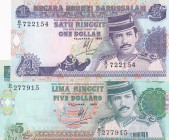 Brunei, 1-5 Ringgit, 1989, UNC, p13; p14, (Total 2 banknotes)
Estimate: USD 20-40