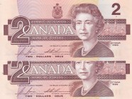 Canada, 2 Dollars, 1986, UNC, p94c, (Total 2 banknotes)
Queen Elizabeth II. Potrait
Estimate: USD 20-40