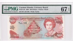 Cayman Islands, 100 Dollars, 1996, UNC, p20
PMG 67 EPQ, High condition
Estimate: USD 250-500
