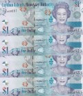Cayman Islands, 1 Dollar, 2018, UNC, p38e, (Total 4 consecutive banknotes)
Queen Elizabeth II. Potrait
Estimate: USD 20-40