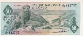 Congo Democratic Republic, 50 Francs, 1962, XF(+), p5a
Estimate: USD 40-80