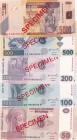 Congo Democratic Republic, 50-100-200-500-5.000 Francs, 2002/2013, UNC, SPECIMEN
(Total 5 banknotes)
Estimate: USD 15-30