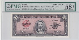 Cuba, 10 Pesos, 1960, AUNC, p79s2, SPECIMEN
PMG 58 EPQ
Estimate: USD 200-400