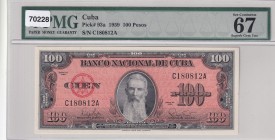 Cuba, 100 Pesos, 1959, UNC, p93a
PMG 67 EPQ, High condition
Estimate: USD 100-200