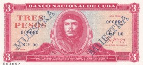 Cuba, 3 Pesos, 1986, UNC, p107s2, SPECIMEN
Estimate: USD 250-500