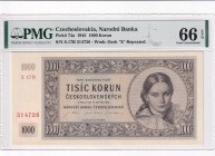 Czechoslovakia, 1.000 Korun, 1945, UNC, p74a
PMG 66 EPQ
Estimate: USD 250-500