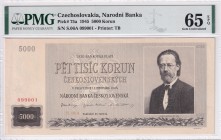 Czechoslovakia, 5.000 Korun, 1945, UNC, p75a
PMG 65 EPQ
Estimate: USD 450-900