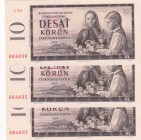 Czechoslovakia, 10 Korun, 1960, UNC, p88b, (Total 3 consecutive banknotes)
Estimate: USD 25-50