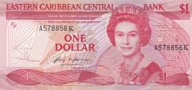 East Caribbean States, 1 Dollar, 1985/1988, UNC, p17k
Queen Elizabeth II. Potrait
Estimate: USD 20-40