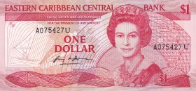 East Caribbean States, 1 Dollar, 1988/1989, UNC, p21u
Queen Elizabeth II. Potrait
Estimate: USD 35-70