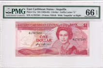 East Caribbean States, 1 Dollar, 1988/1989, UNC, p21u
PMG 66 EPQ, Queen Elizabeth II. Potrait
Estimate: USD 40-80