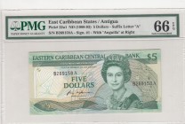 East Caribbean States, 5 Dollars, 1988/1993, UNC, p22a1
PMG 66 EPQ, Queen Elizabeth II. Potrait
Estimate: USD 50-100