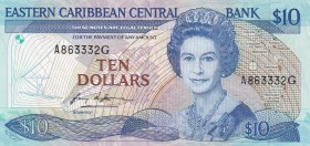 East Caribbean States, 10 Dollars, 1985/1993, AUNC, p23g
Queen Elizabeth II. Potrait
Estimate: USD 60-120