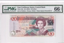 East Caribbean States, 20 Dollars, 2008, UNC, p49a
PMG 66 EPQ, Queen Elizabeth II. Potrait
Estimate: USD 60-120