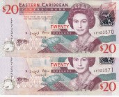 East Caribbean States, 20 Dollars, 2015, UNC, p53, (Total 2 consecutive banknotes)
Queen Elizabeth II. Potrait
Estimate: USD 30-60