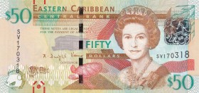 East Caribbean States, 50 Dollars, 2015, UNC, p54b
Queen Elizabeth II. Potrait
Estimate: USD 40-80