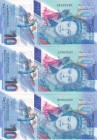 East Caribbean States, 10 Dollars, 2019, UNC, pNew, (Total 3 consecutive banknotes)
Queen Elizabeth II portrait, Polymer plastic banknote
Estimate: ...