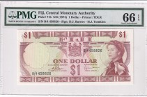 Fiji, 1 Dollar, 1974, UNC, p71b
PMG 66 EPQ, Queen Elizabeth II. Potrait
Estimate: USD 50-100