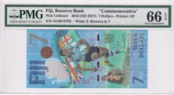 Fiji, 7 Dollars, 2016, UNC, pNew
PMG 66 EPQ, Commemorative banknot
Estimate: USD 25-50