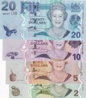 Fiji, 2-5-10-20 Dollars, 2007, UNC, p109a;p110a;p111a;p112a, (Total 4 banknotes)
Queen Elizabeth II. Potrait
Estimate: USD 30-60