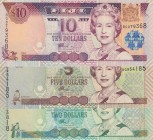 Fiji, 2-5-10 Dollars, 2002, UNC, p104; p105; p106, (Total 3 banknotes)
Queen Elizabeth II. Potrait
Estimate: USD 30-60