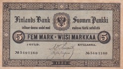 Finland, 5 Markkaa, 1886, VF(+), pA50
Estimate: USD 400-800