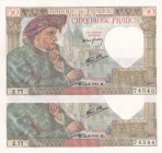 France, 50 Francs, 1941, AUNC, p93, (Total 2 consecutive banknotes)
No Pinhole
Estimate: USD 40-80