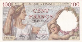 France, 100 Francs, 1942, UNC, p94
Estimate: USD 100-200