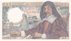 France, 100 Francs, 1942, AUNC(-), p101a
There are pinholes
Estimate: USD 75-150