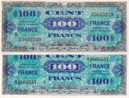 France, 100 Francs, 1944, p118, (Total 2 banknotes)
100 Francs, XF(+), there's a pinhole; 100 Francs, AUNC
Estimate: USD 25-50