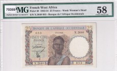 French West Africa, 25 Francs, 1943, AUNC, p 38
PMG 58
Estimate: USD 125-250