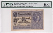 Germany, 5 Mark, 1917, UNC, p56b
PMG 63 EPQ
Estimate: USD 30-60